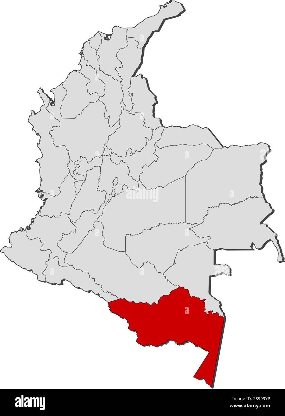 Carte de Colombie avec les provinces, Amazonas est mis en évidence. Illustration de Vecteur