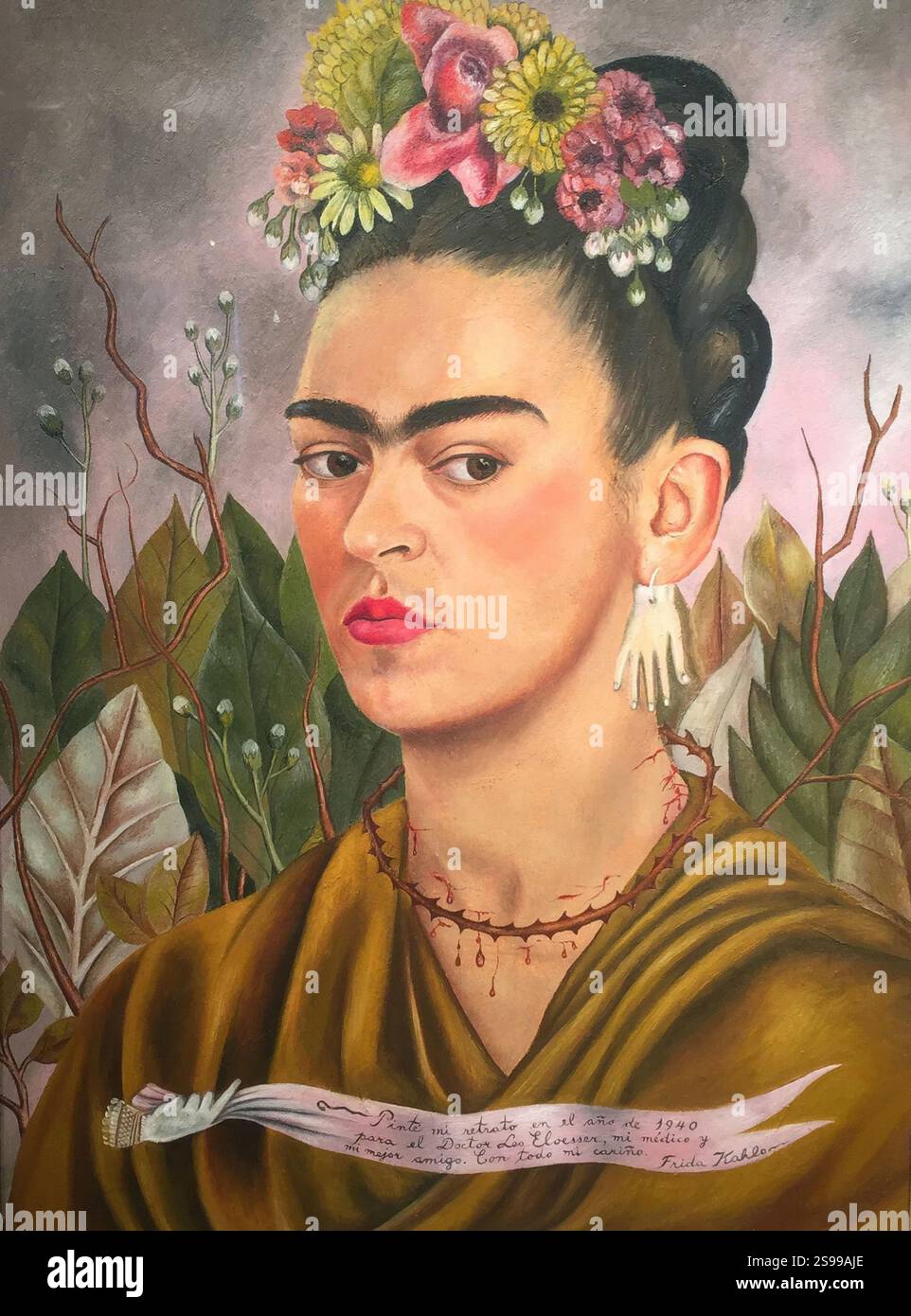 Frida Kahlo/ Autoportrait, dédié au Dr Eloesser, 1940. 59,5 x 40 cm. Musée : COLLECTION PRIVÉE. Banque D'Images