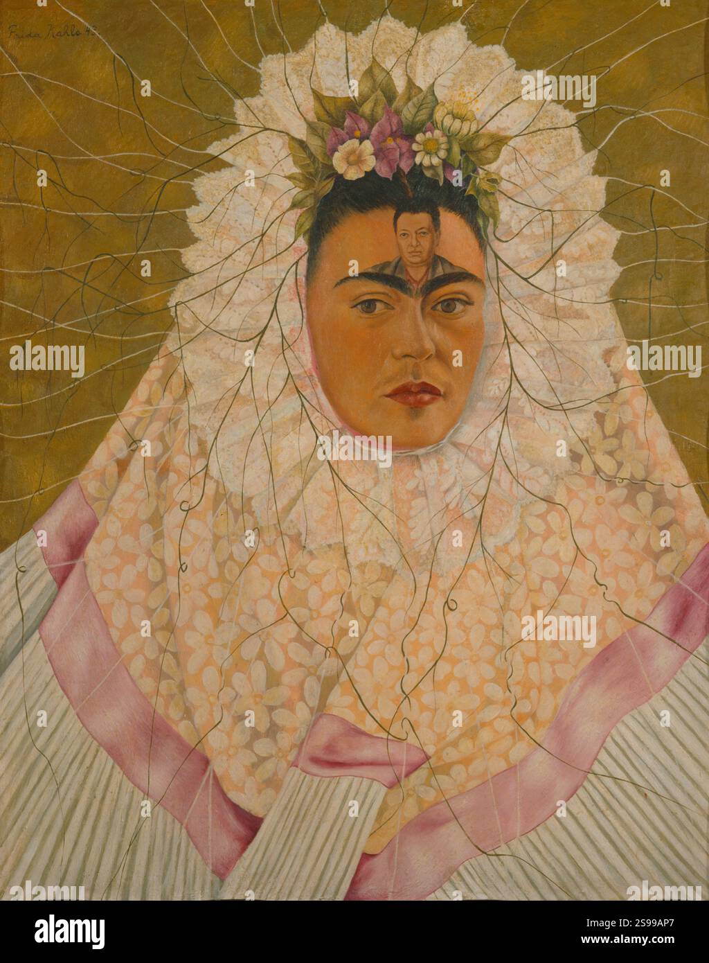 Frida Kahlo/ Diego on My Mind (Autoportrait comme Tehuana) 29 7/8 x 24 pouces (75,9 x 61 cm). 1943. Huile sur masonite. Musée : Museum of Art, Caroline du Nord, États-Unis. Banque D'Images