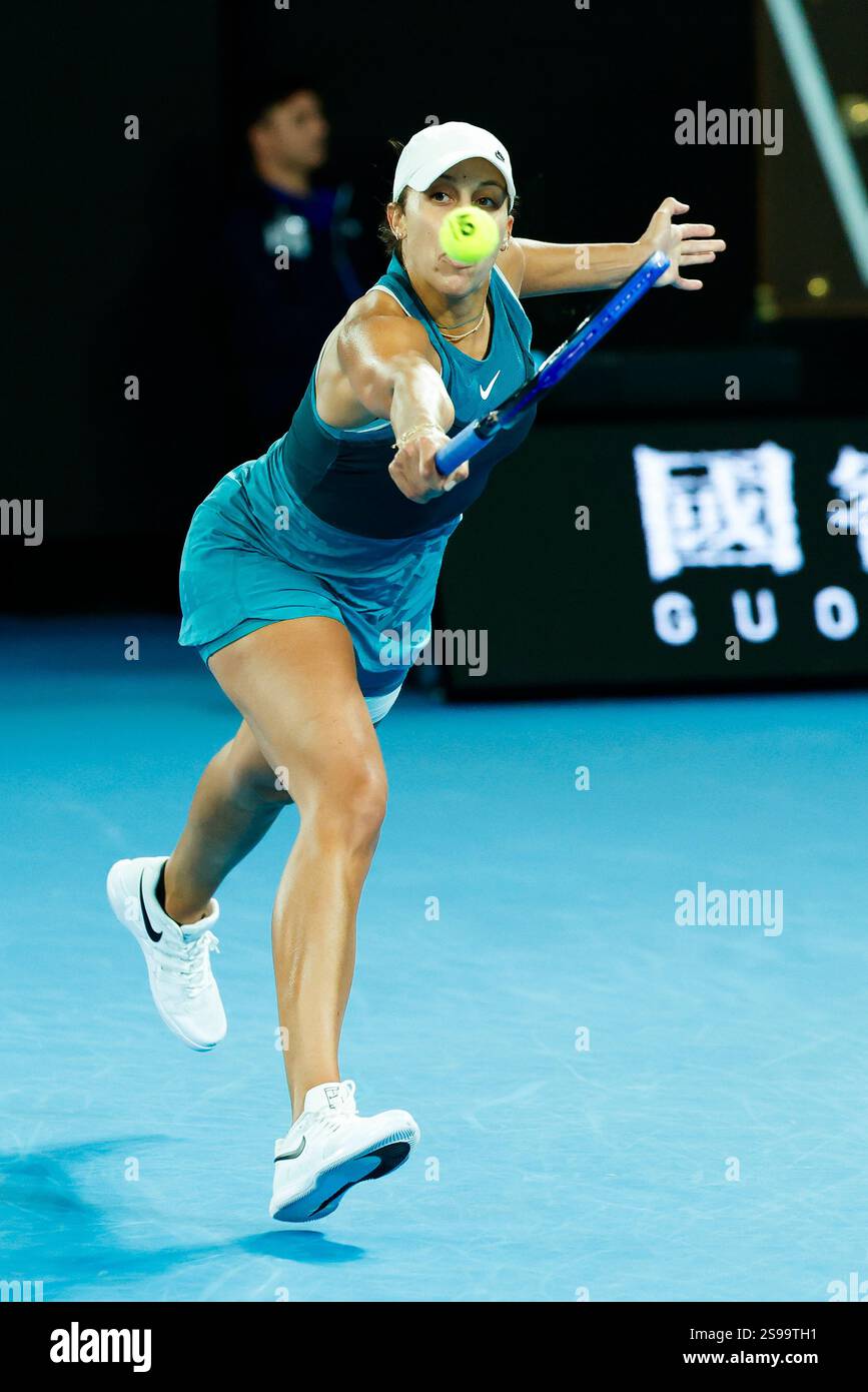 Melbourne, Australie, 25 janvier 2025. Madison Keys (États-Unis) lors de l'Open d'Australie de Tennis 2025 au Melbourne Park. (Photo de Frank Molter) / usage éditorial seulement! Crédit : Frank Molter/Alamy Live News Banque D'Images