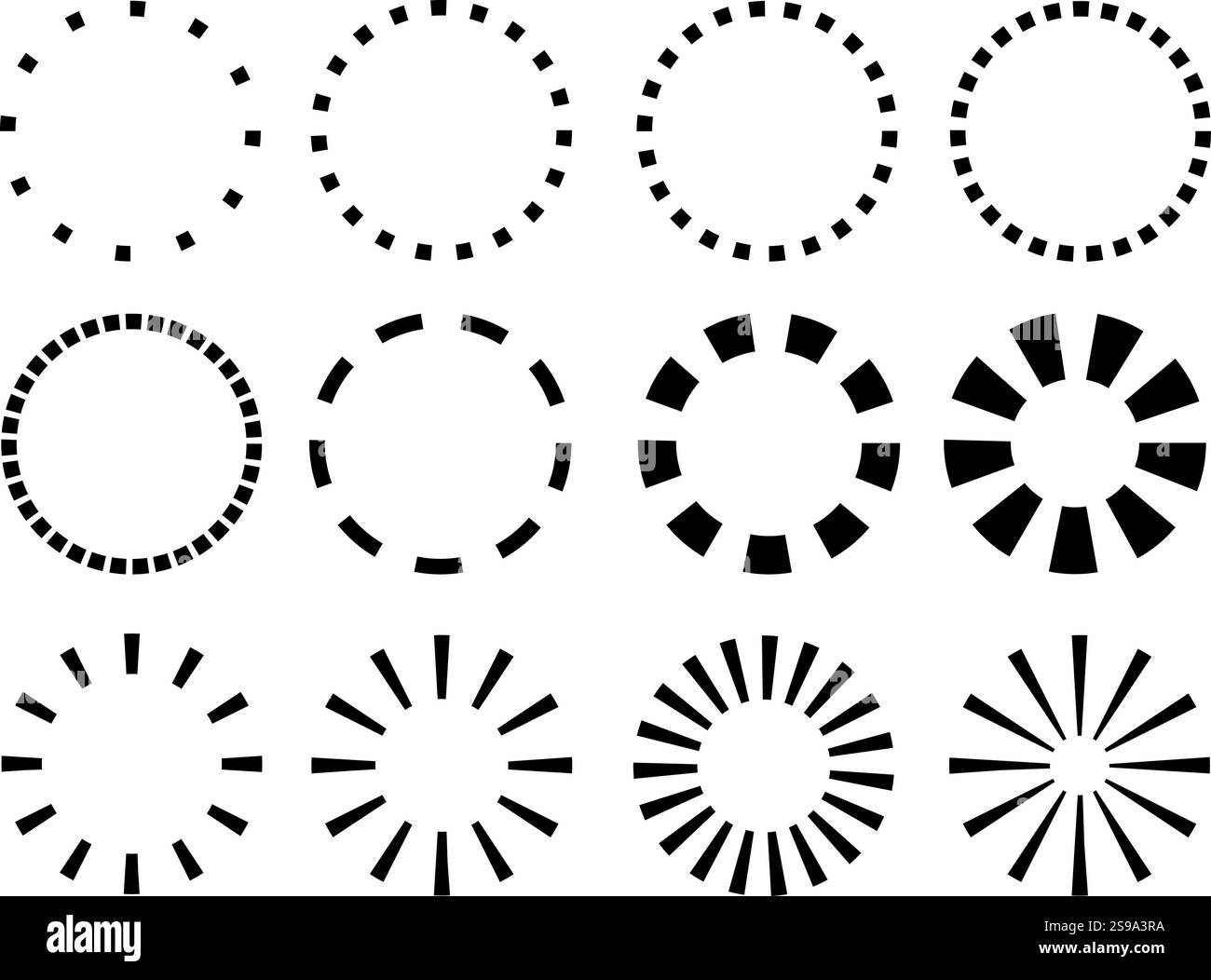 Cercles. Ensemble de 12 éléments éditables de conception de cercle vectoriel, 12 variations différentes de conceptions. Utilisation pour affiches, logos, icônes, modèles, marquage, Illustration de Vecteur