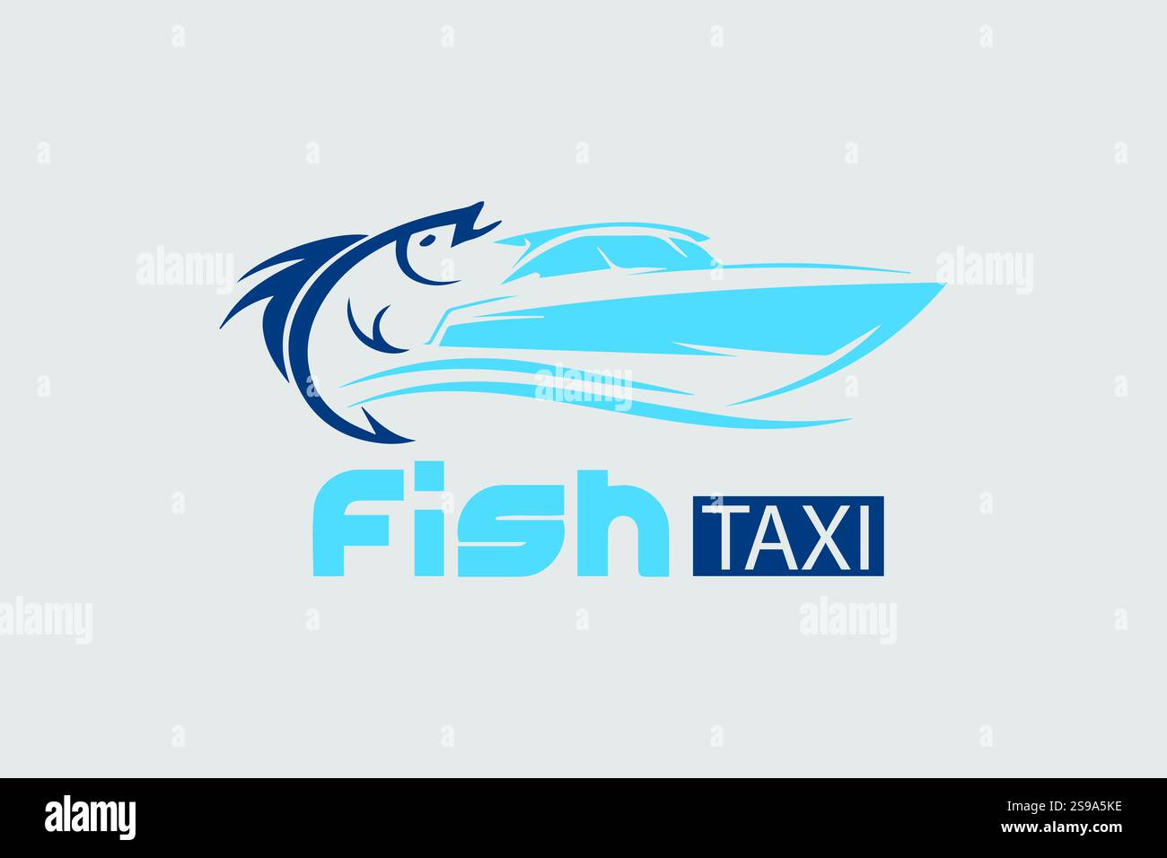 Fish Taxi logo Design Professional & Classic Illustration de Vecteur