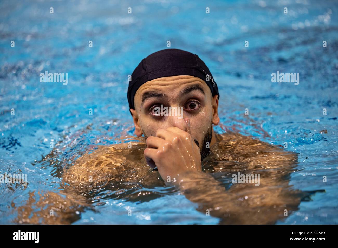 Un joueur de water-polo de Mulhouse Water Polo à Mulhouse, France. Banque D'Images