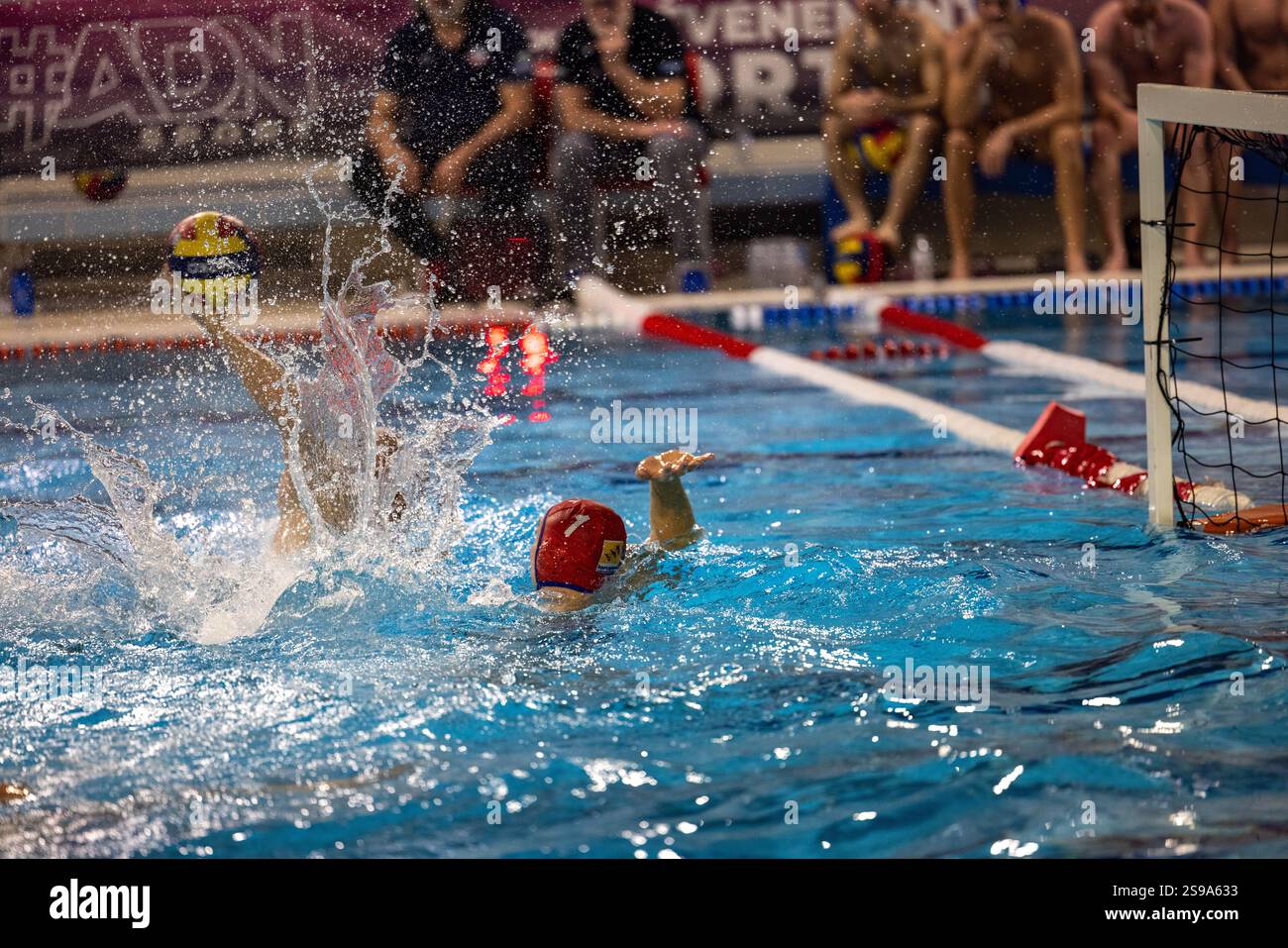 Un joueur de water-polo de Mulhouse Water Polo à Mulhouse, France. Banque D'Images
