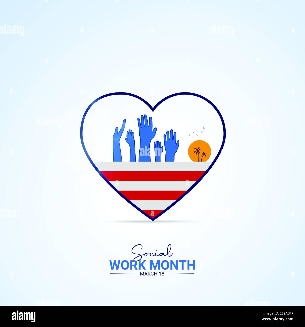 Mois du travail social. Mois du travail social pour la conception de publications sur les médias sociaux Illustration de Vecteur