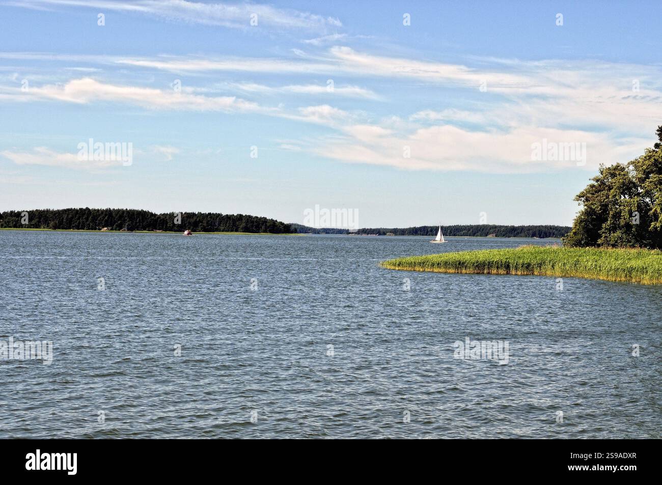 Paysage d'été en Finlande. Lac et ciel Banque D'Images