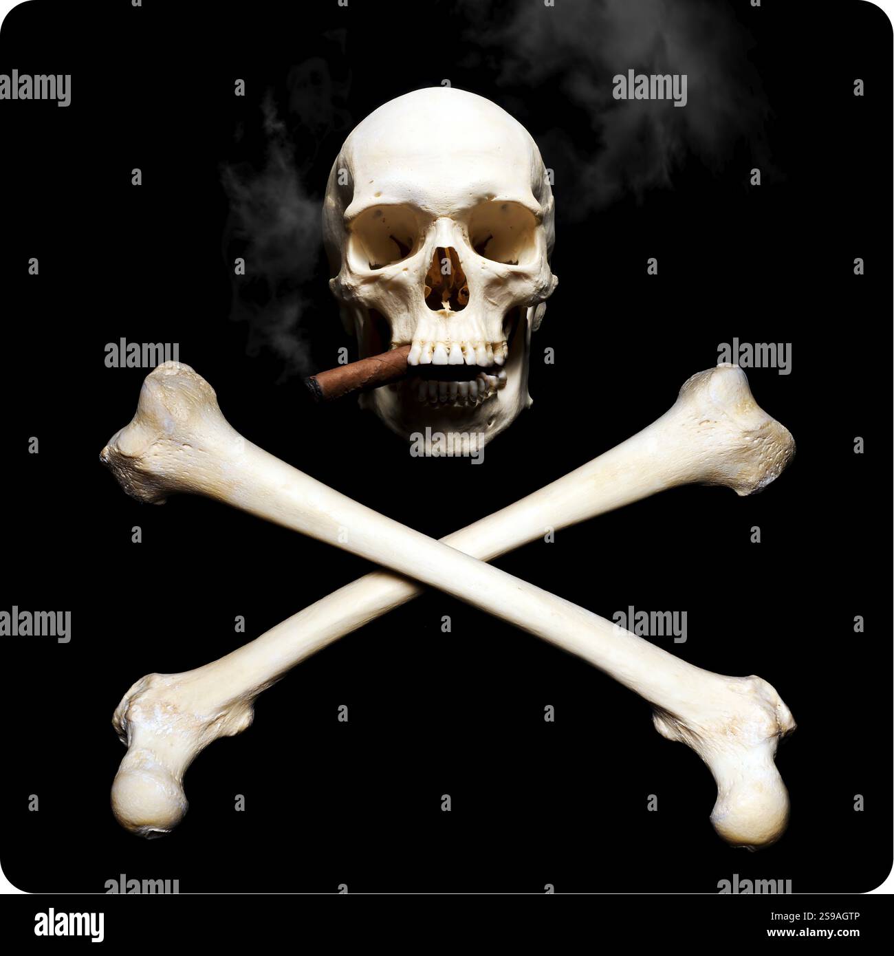 Fumer une vraie calotte crânienne humaine avec des os croisés, ST. Pétersbourg, Russie, Europe Banque D'Images