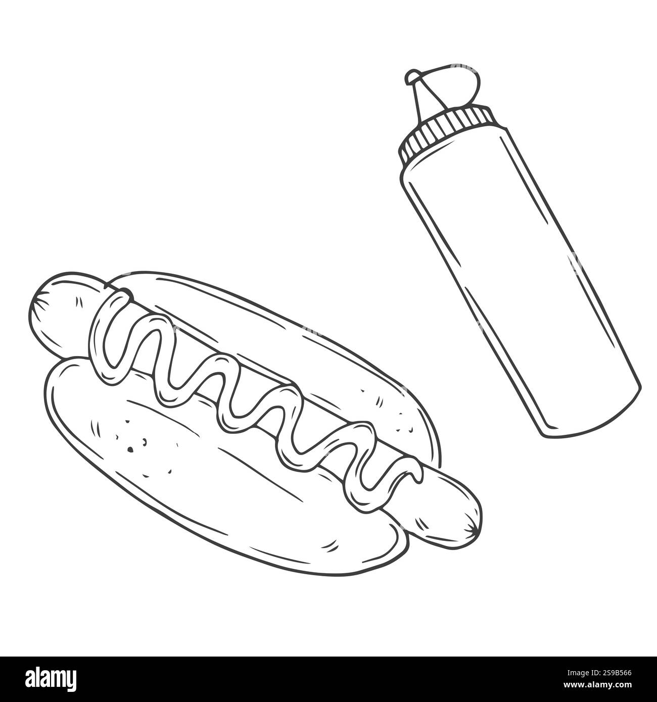 icône vectorielle doodle hot dog. Dessin esquisse main Illustration de Vecteur