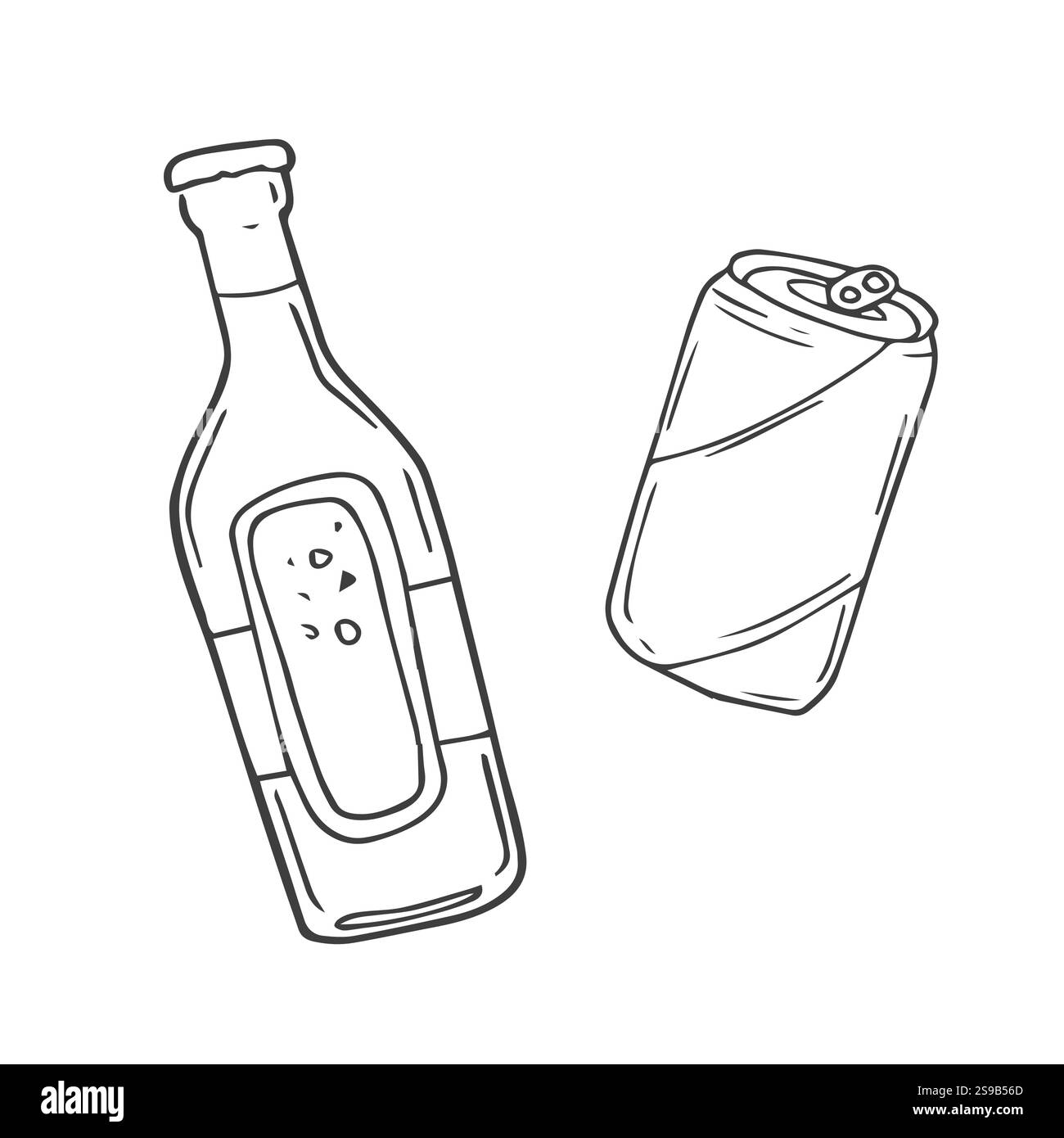 Couvercle de couvercle de tasse Tincan pepsi Bank sur fond clair. Outline encre noire barre d'acier dessinée à la main Tasty Coca pot logo pictogramme conception dans art doodle rétro sty Illustration de Vecteur