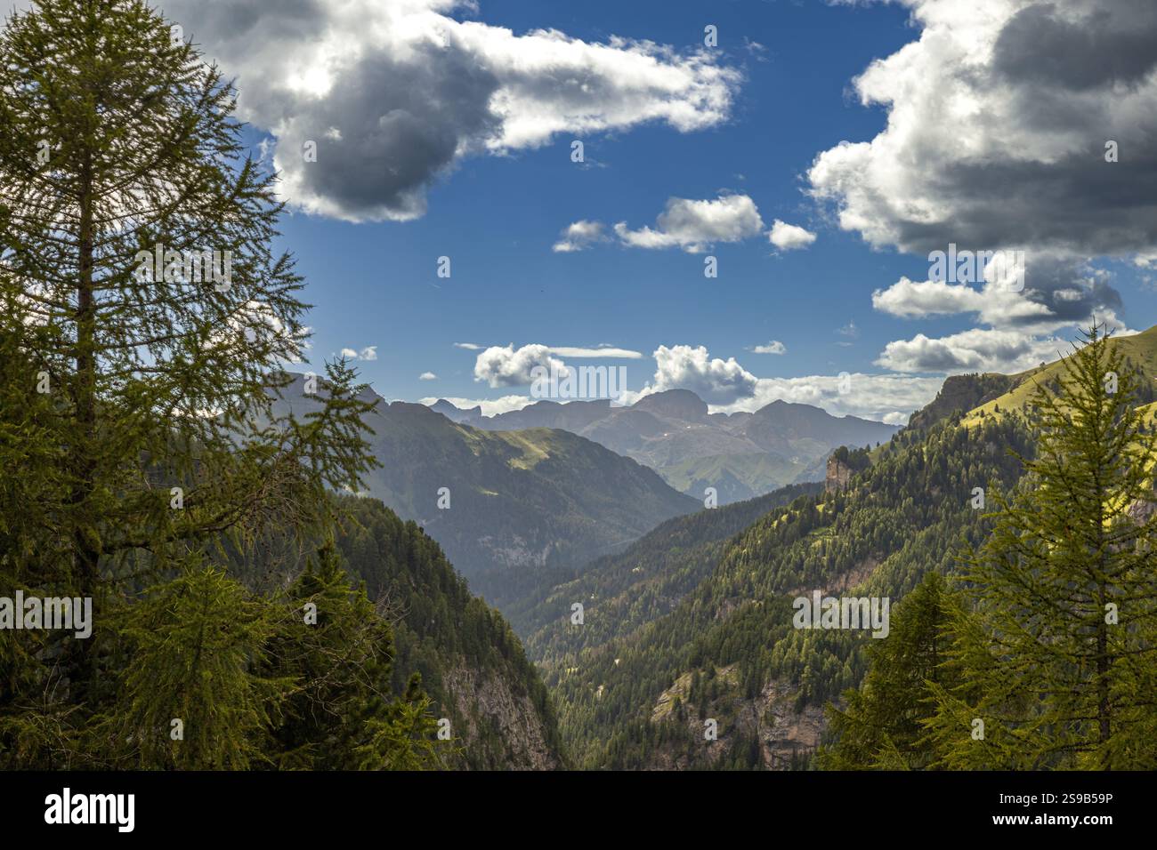 Dolomites époustouflantes : sommets imposants, rochers intemporels et nature immaculée sous un ciel alpin radieux. Banque D'Images
