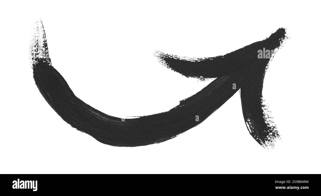 Une flèche dessinée noire isolée sur blanc Banque D'Images