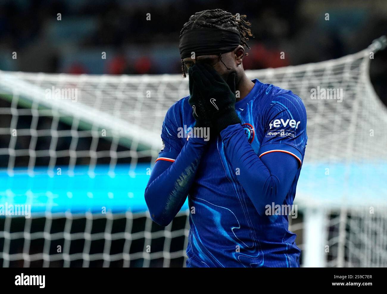 Manchester, Angleterre, 25 janvier 2025. Noni Madueke de Chelsea réagit lors du match de premier League au stade Etihad de Manchester. Le crédit photo devrait se lire : Andrew Yates / Sportimage Banque D'Images