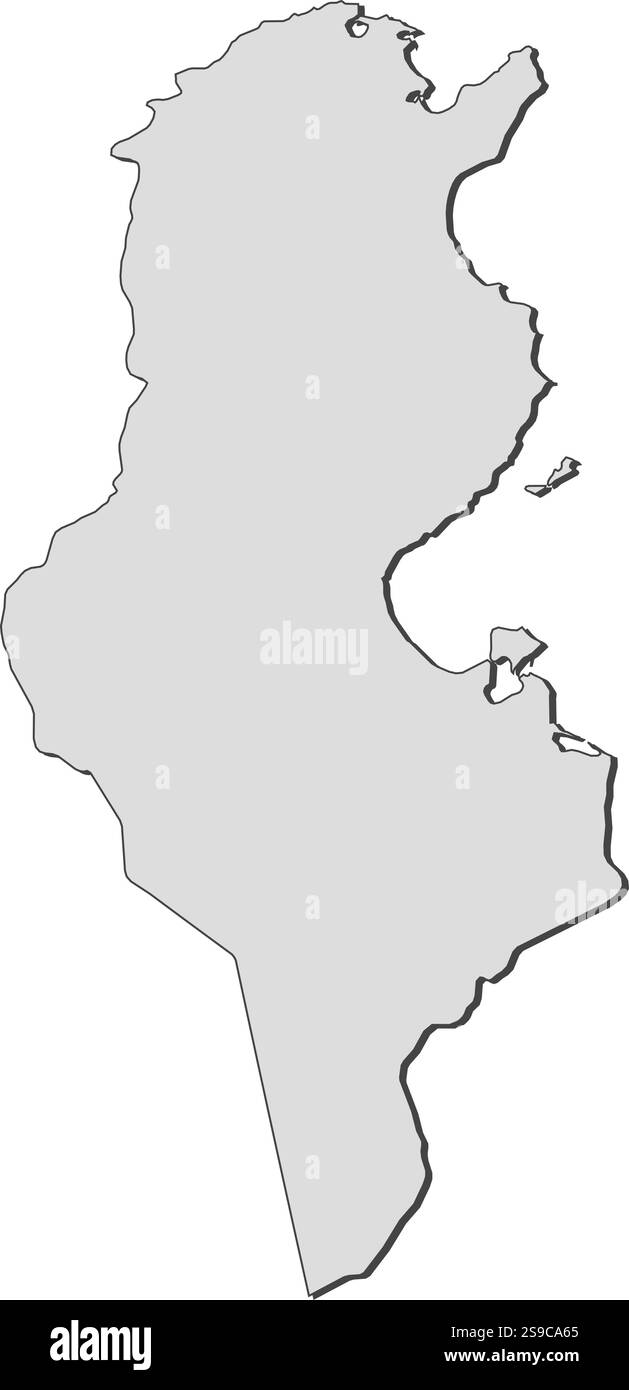 Carte de Tunisie, remplie en gris. Illustration de Vecteur