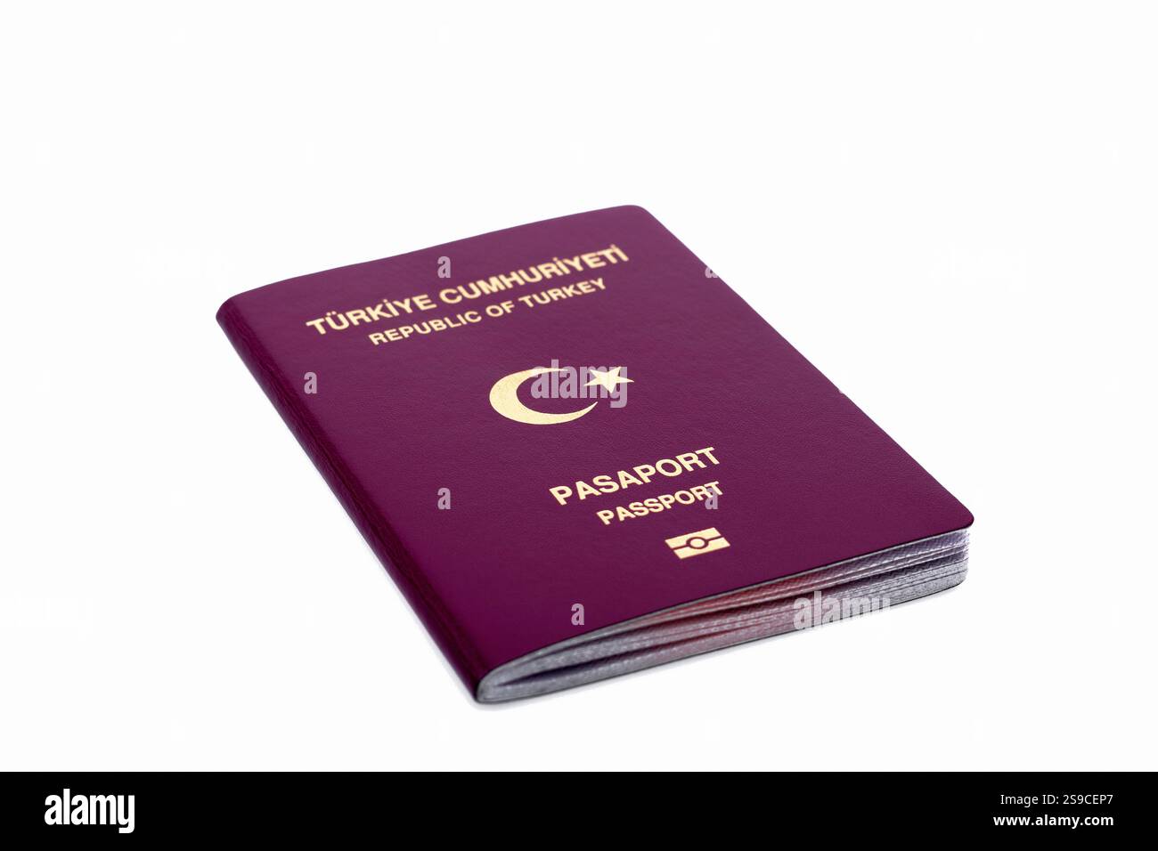 Passeport public de citoyen turc - isolé sur un fond blanc Banque D'Images