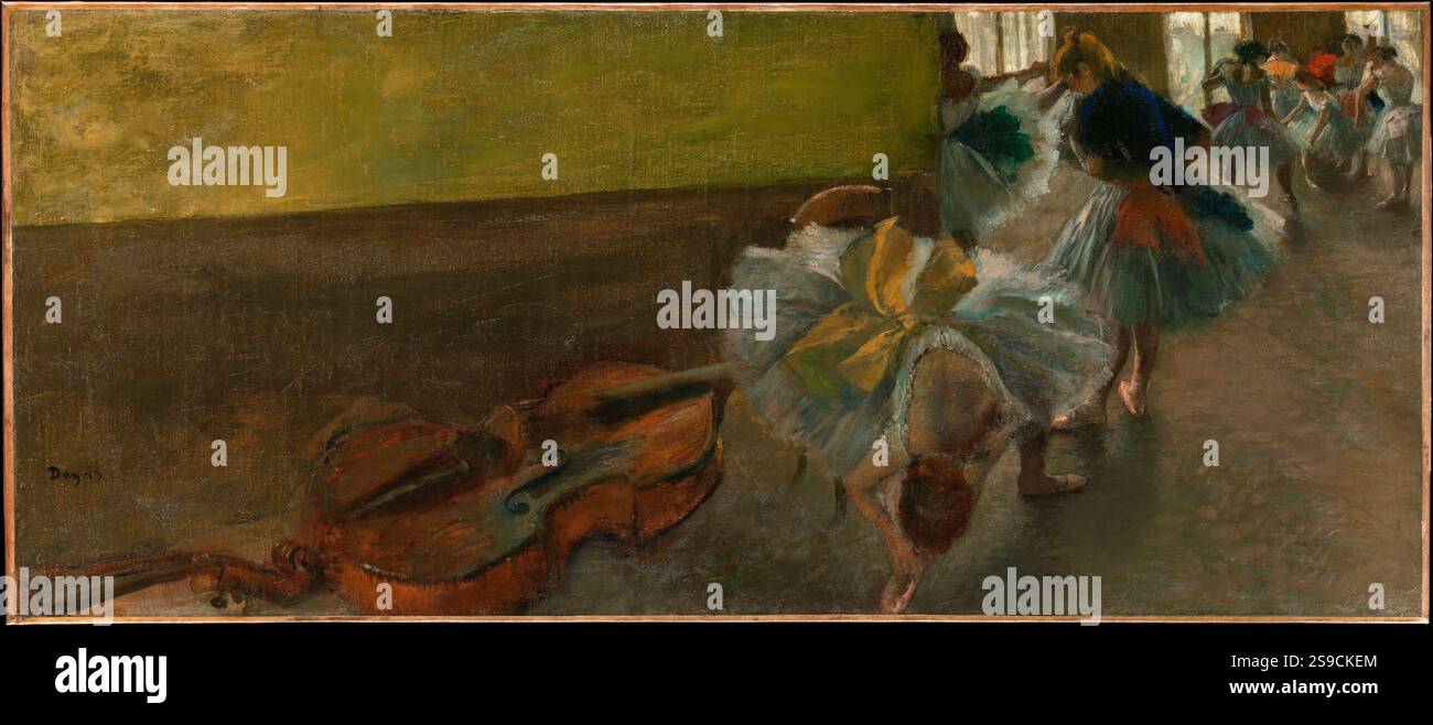 Danseurs dans la salle de répétition avec une double basse. Edgar Degas. ca. 1882-85. Banque D'Images