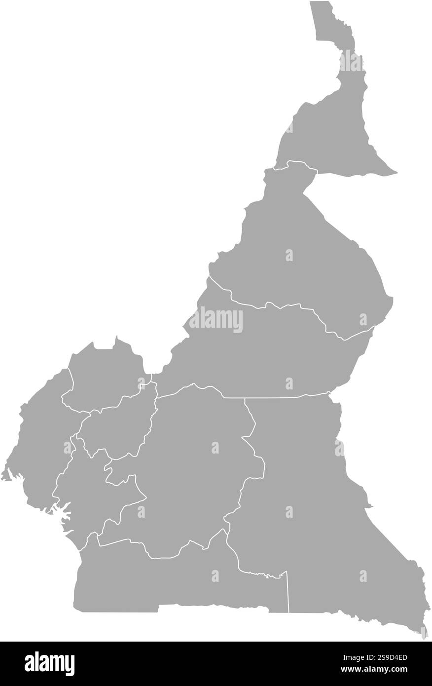 Carte du Cameroun avec les provinces. Illustration de Vecteur