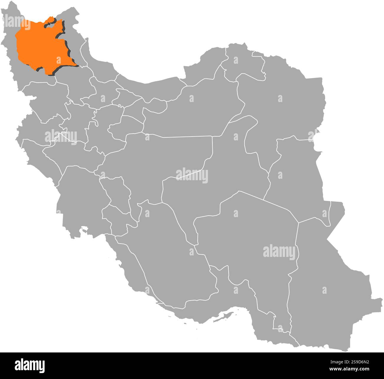 Carte de l'Iran avec les provinces, Azerbaïdjan oriental est surligné en orange. Illustration de Vecteur Carte de l'Iran avec les provinces, Azerbaïdjan oriental est surligné en orange. Illustration de Vecteur