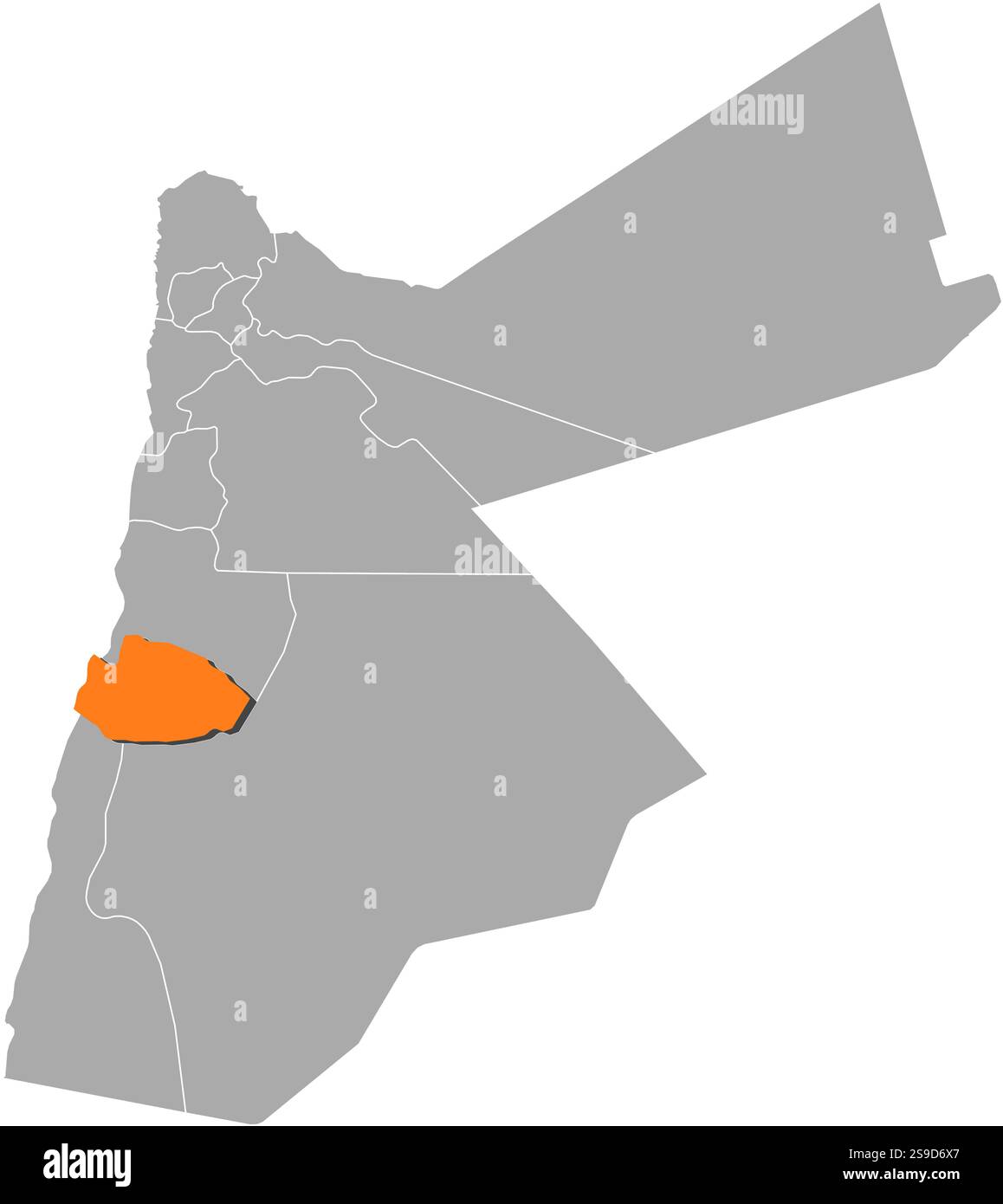 Carte de Jordanie avec les provinces, Tafilah est surligné en orange. Illustration de Vecteur