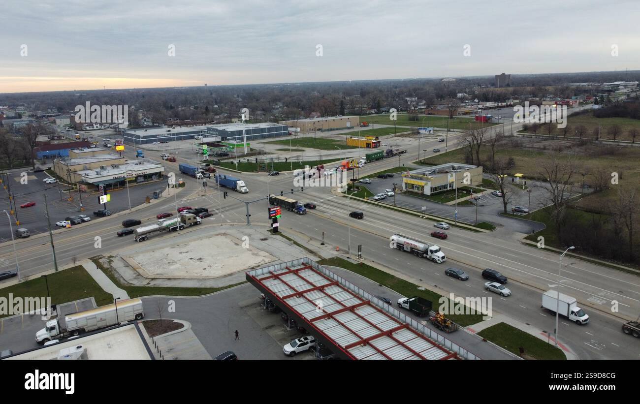 Parking, entrepôt, logistique, stockage, transport, distribution, chaîne d'approvisionnement Banque D'Images