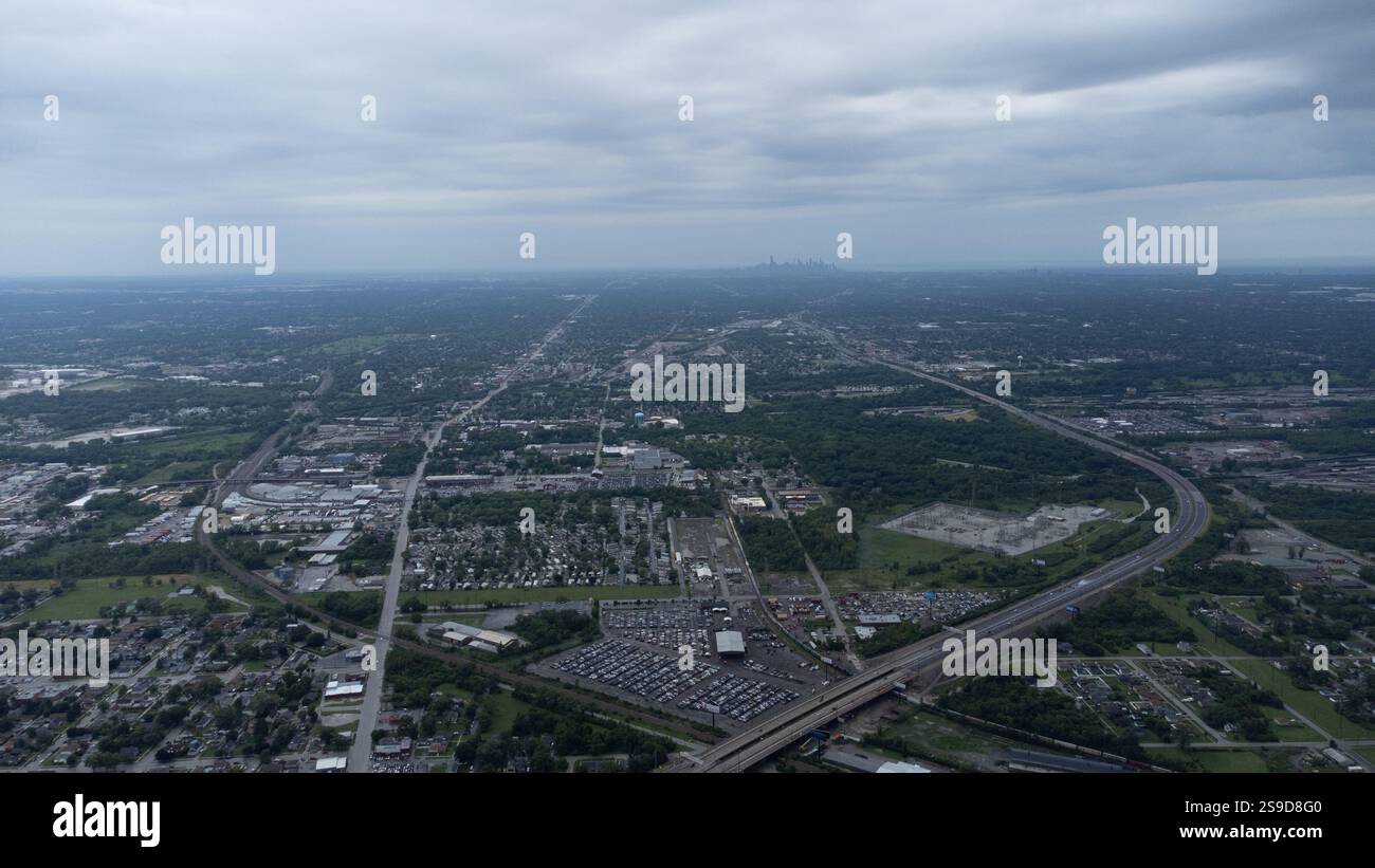 Parking, entrepôt, logistique, stockage, transport, distribution, chaîne d'approvisionnement Banque D'Images