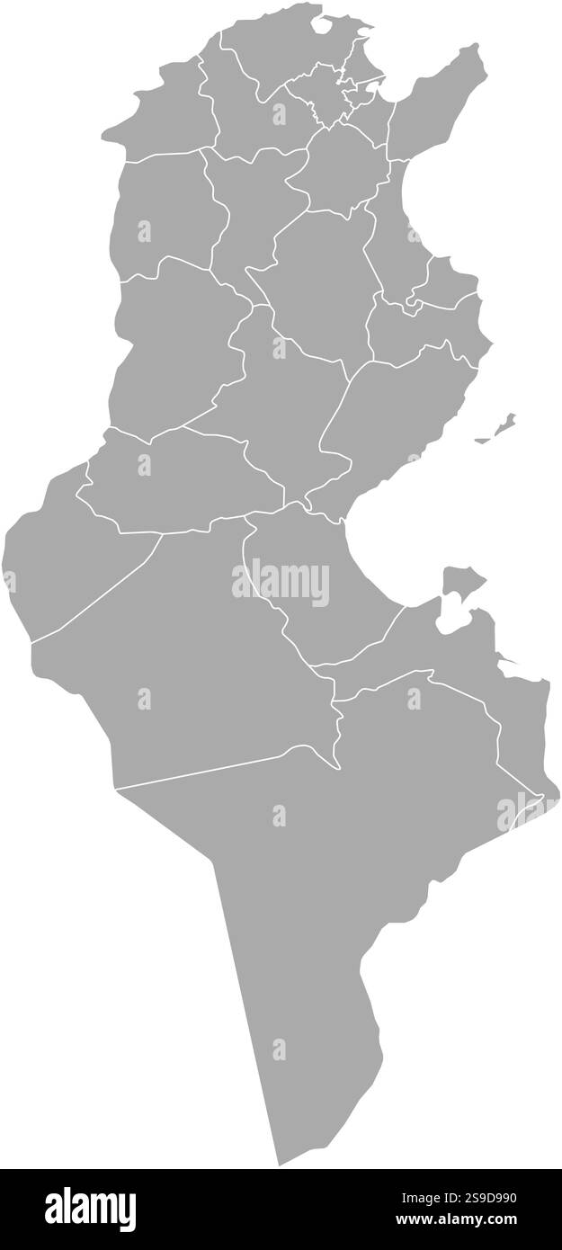 Carte de Tunisie avec les provinces. Illustration de Vecteur