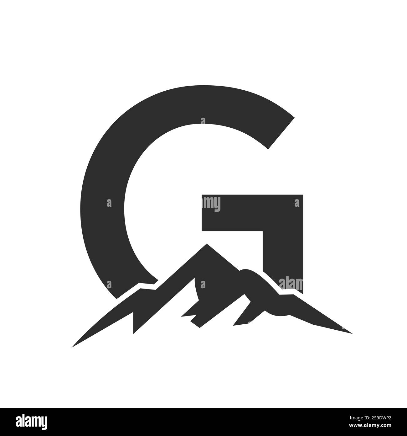 Lettre initiale du monogramme G Mountain logo. Symbole aventure en montagne Illustration de Vecteur