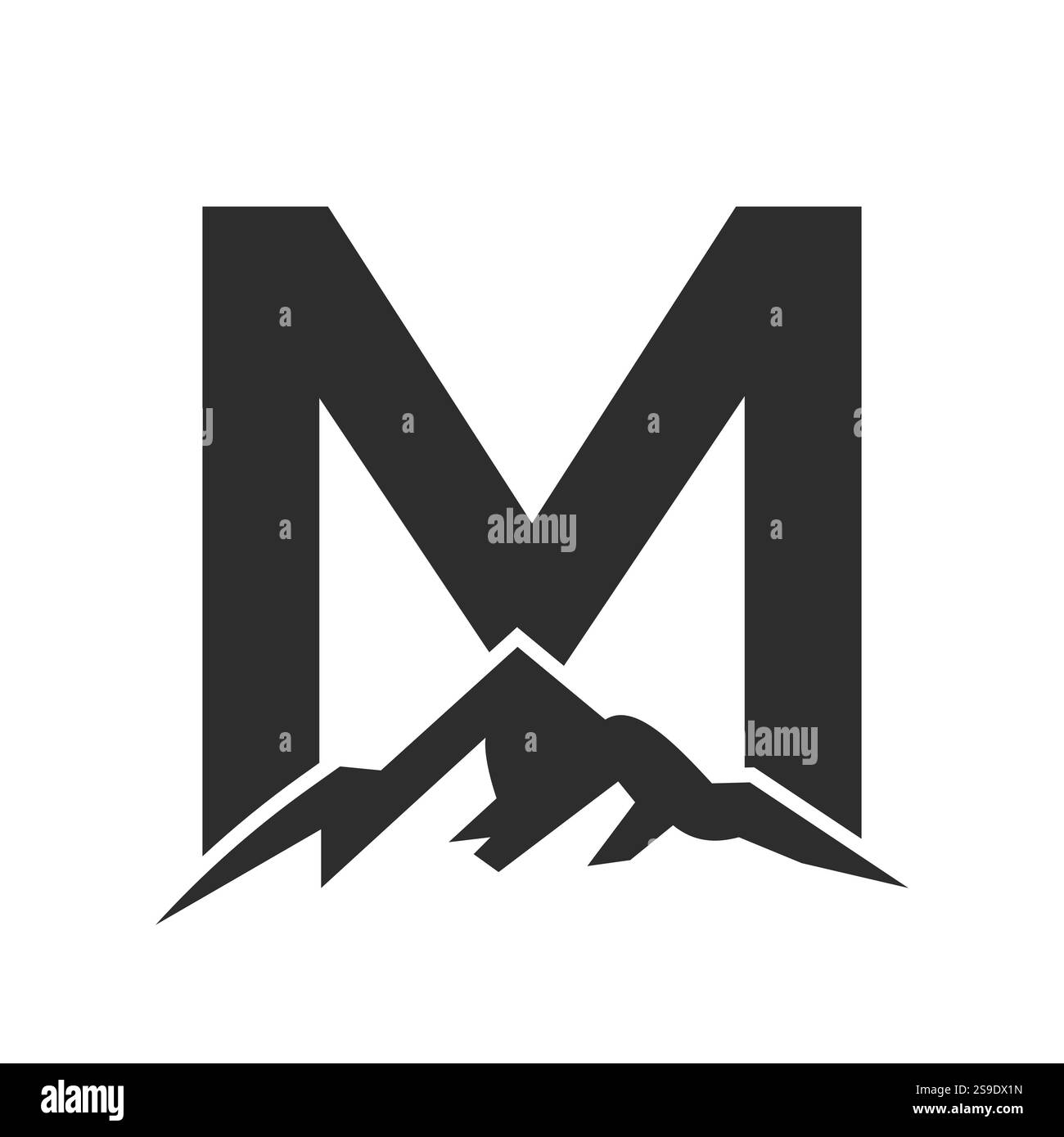 Lettre initiale du monogramme M Mountain logo. Symbole aventure en montagne Illustration de Vecteur