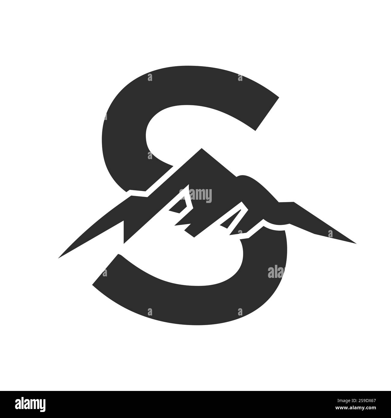 Lettre de monogramme initiale S logo de montagne. Symbole aventure en montagne Illustration de Vecteur