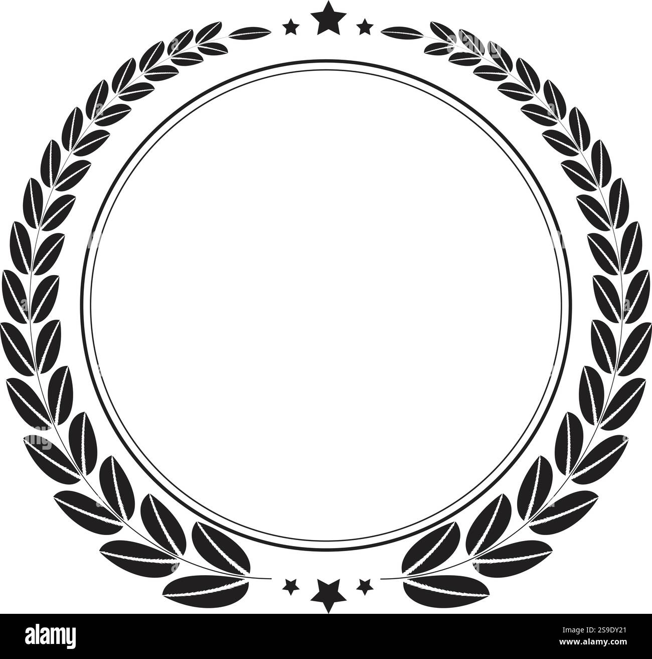 couronne de laurel, illustration vectorielle de prix gagnant. Branche de feuilles d'olivier de symbole de victoire, conception de décoration d'emblème d'insigne, champion d'honneur de triomphe Illustration de Vecteur