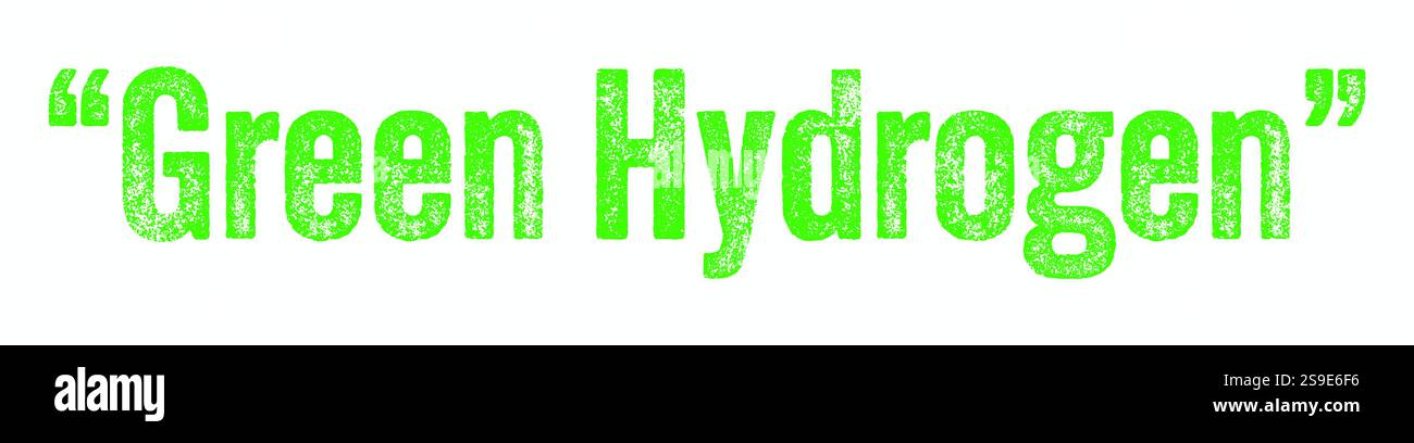 La typographie verte texturée en gras indique Green Hydrogen, représentant une énergie propre et renouvelable et la durabilité, Illustration de Vecteur