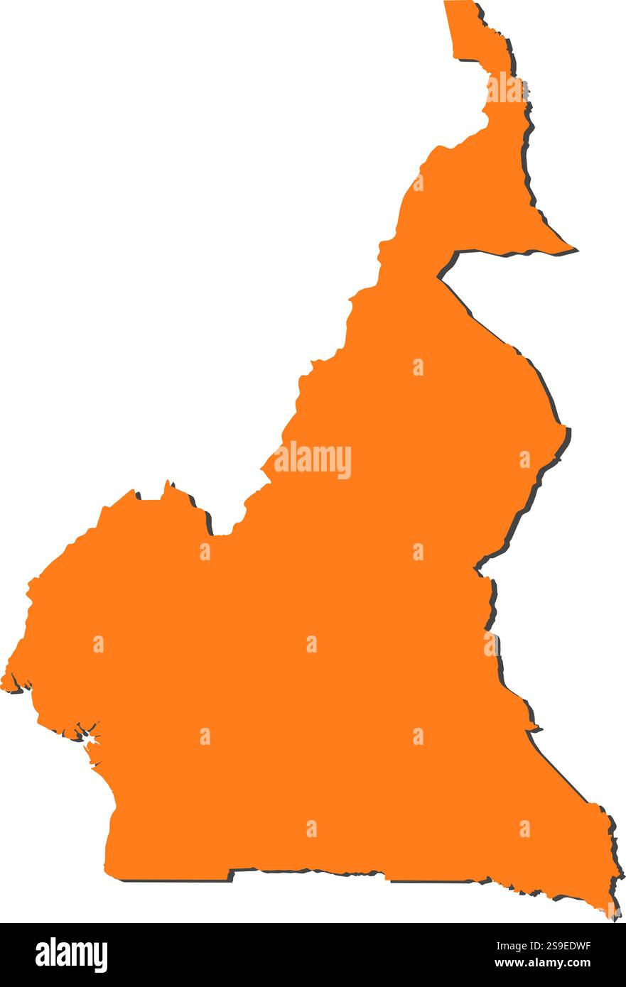 Carte du Cameroun, remplie en orange. Illustration de Vecteur