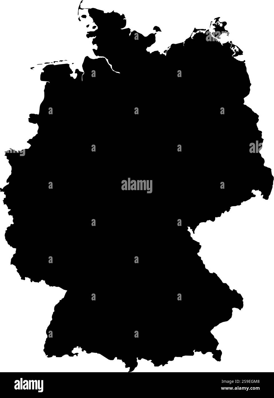 Carte de l'Allemagne en noir. Illustration de Vecteur