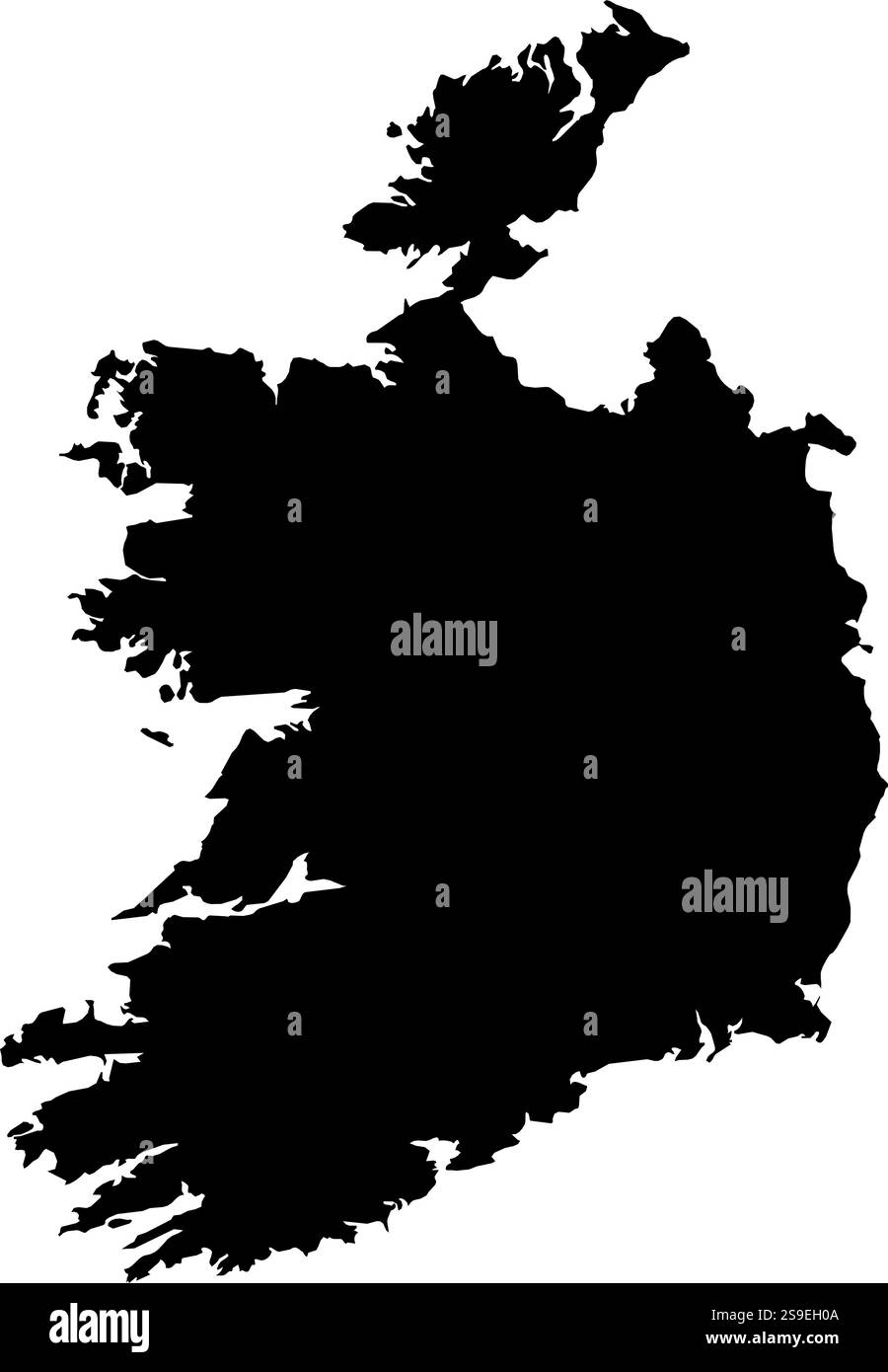 Carte de l'Irlande en noir. Illustration de Vecteur