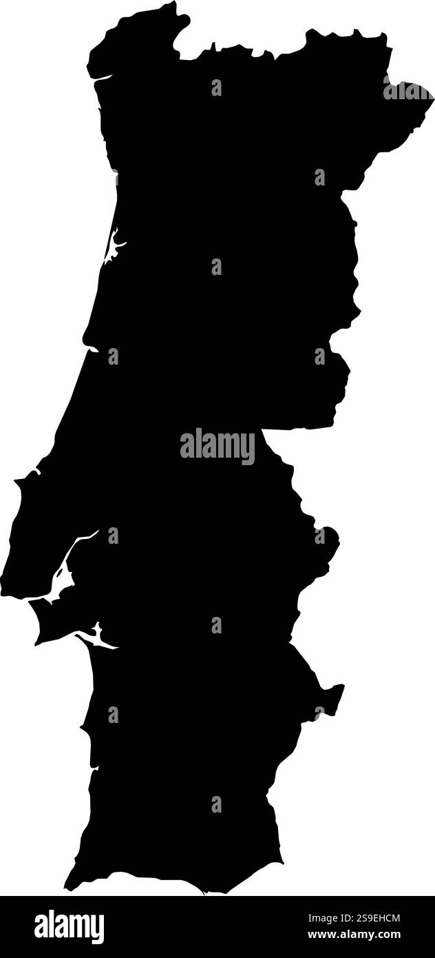 Carte du Portugal en noir. Illustration de Vecteur