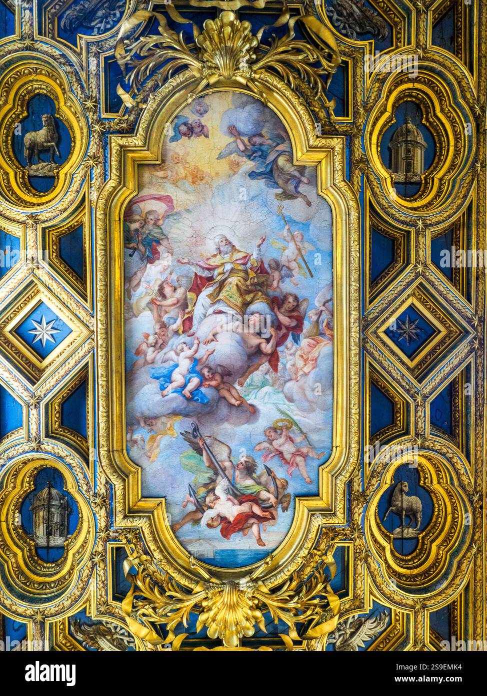 Plafond en bois - Basilica di San Clemente al Laterano - Rome, Italie Banque D'Images