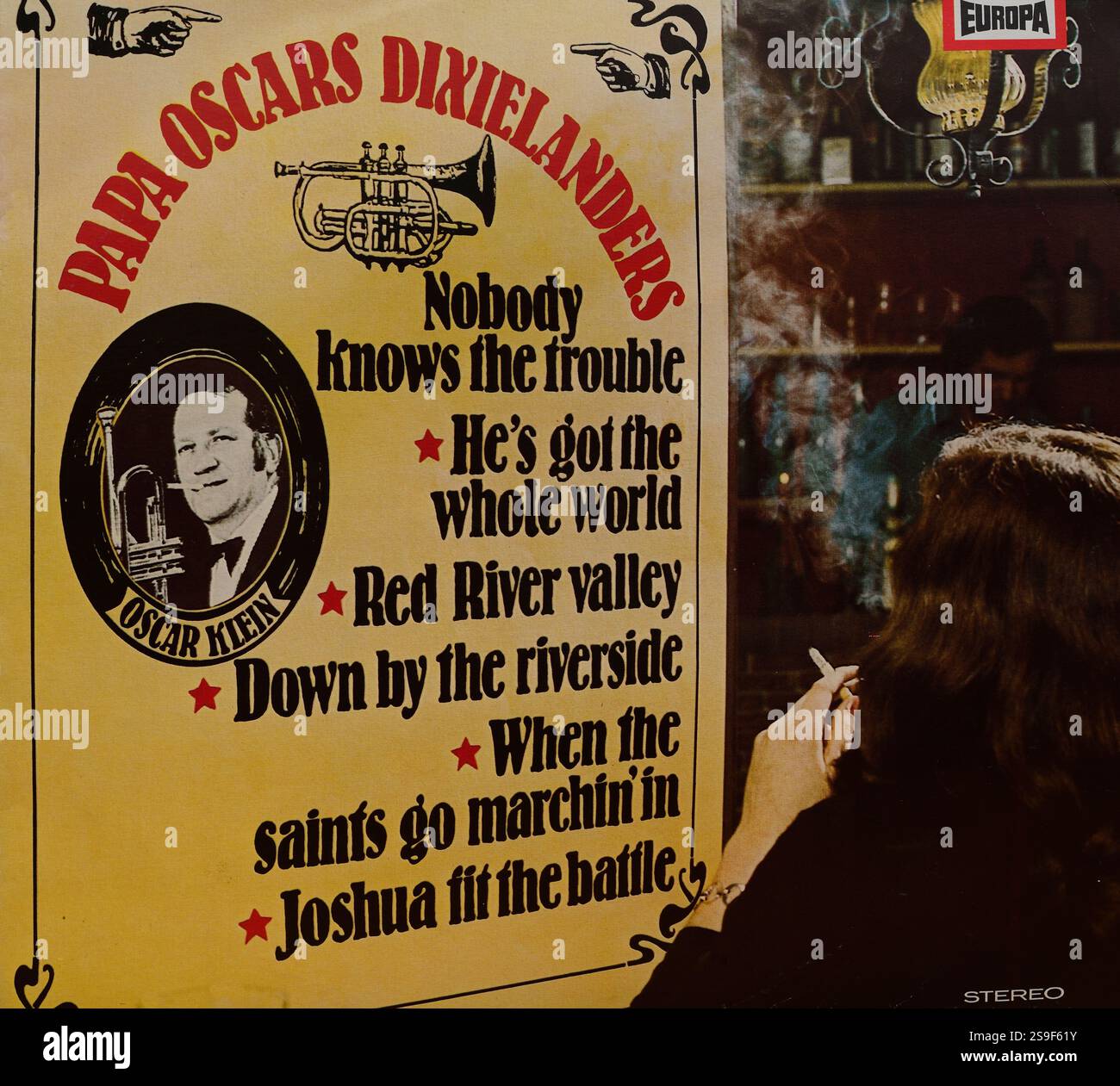 Pochette de disque vinyle vintage, Papa Oscars Dixielanders, 1975 Banque D'Images