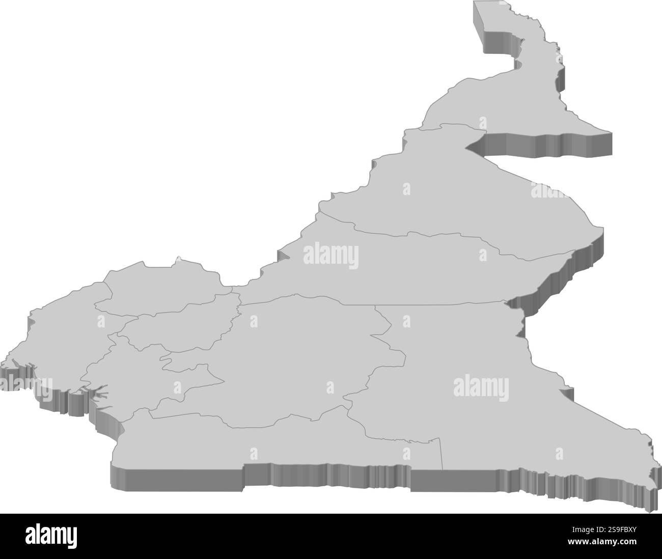 Carte du Cameroun comme une pièce grise. Illustration de Vecteur