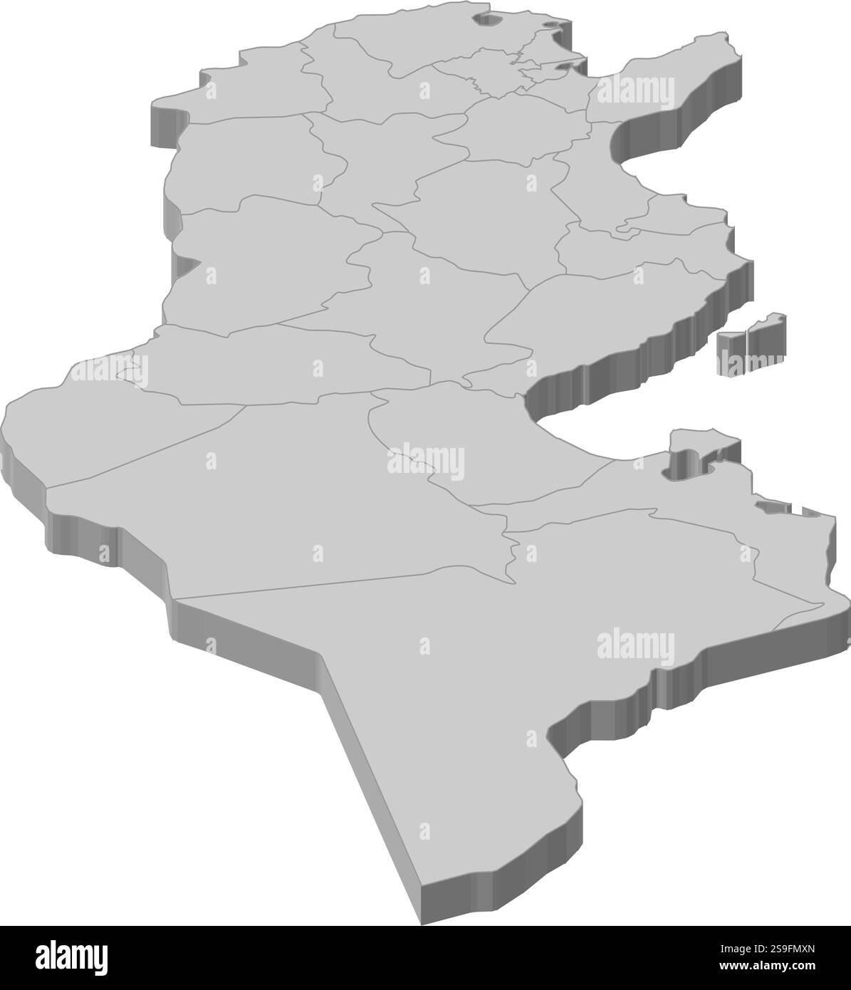 Carte de la Tunisie comme une pièce grise. Illustration de Vecteur