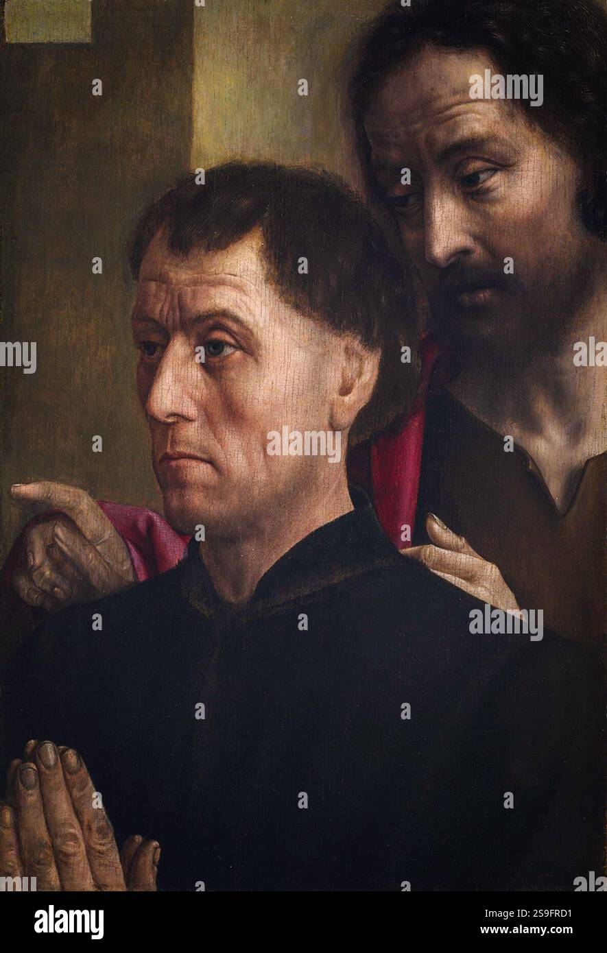 Portrait d'un homme à la prière avec Saint Jean Baptiste (vers 1475 (Renaissance)) par Hugo van der Goes Banque D'Images Portrait d'un homme à la prière avec Saint Jean Baptiste (vers 1475 (Renaissance)) par Hugo van der Goes Banque D'Images