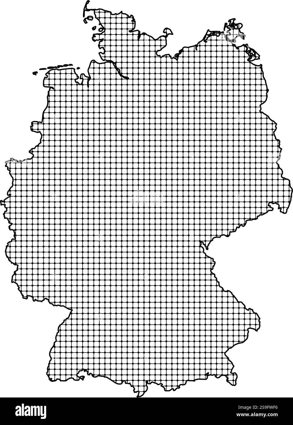 Carte de l'Allemagne, ombragée. Illustration de Vecteur