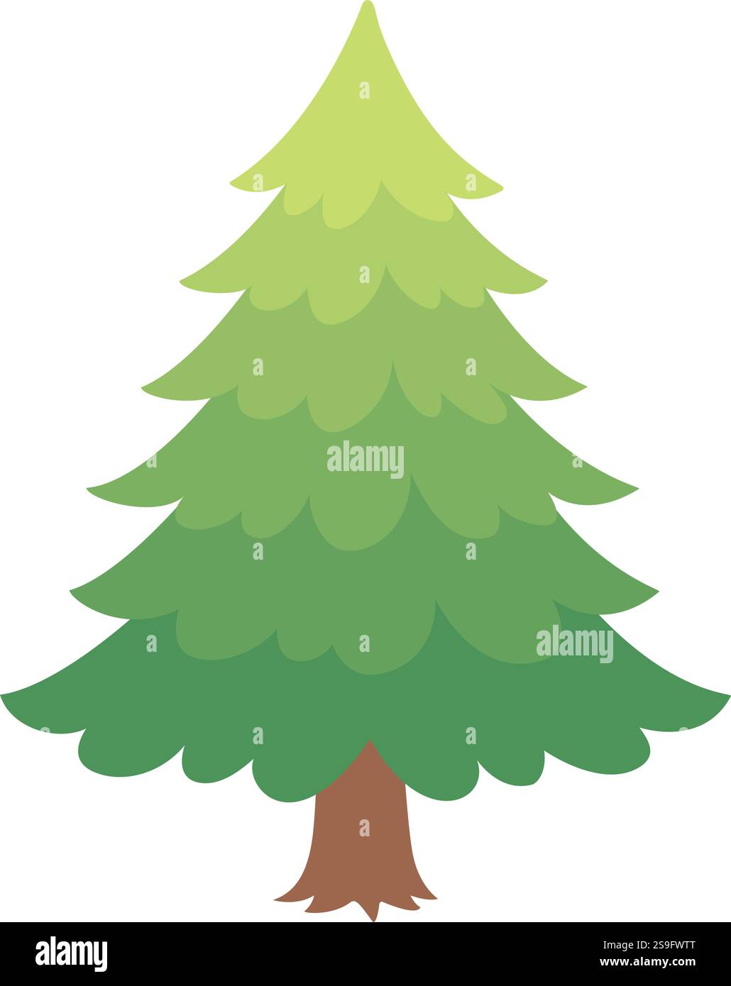 Sapin arbre de pin isolé de style plat de plante forestière dessinée à la main. Vertes couronnes feuillage Botanique pour web design graphique, affiche. Illustration vectorielle Illustration de Vecteur