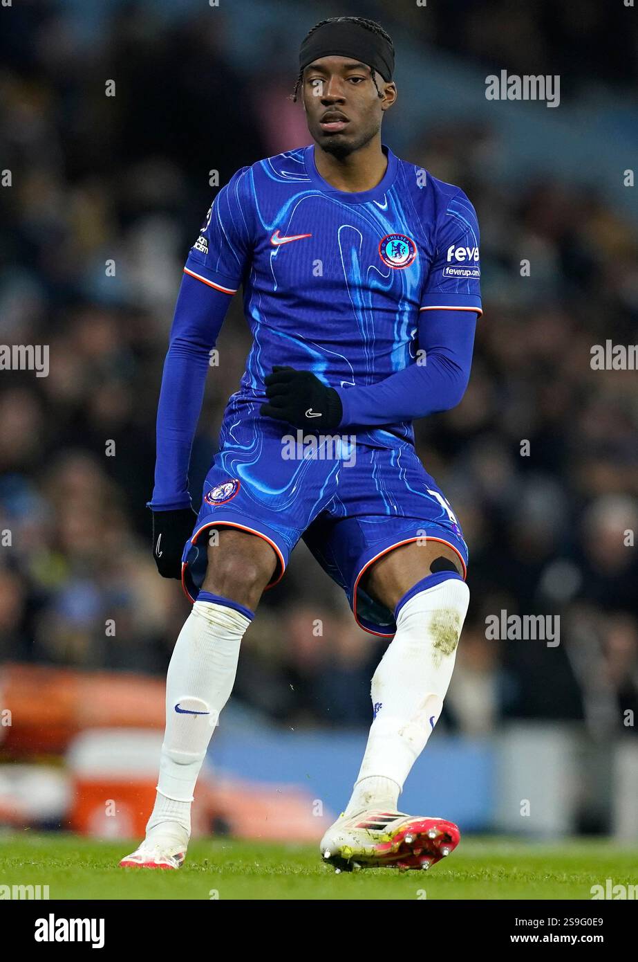Manchester, Angleterre, 25 janvier 2025. Noni Madueke de Chelsea lors du match de premier League à l'Etihad Stadium, Manchester. Le crédit photo devrait se lire : Andrew Yates / Sportimage crédit : Sportimage Ltd / Alamy Live News Banque D'Images