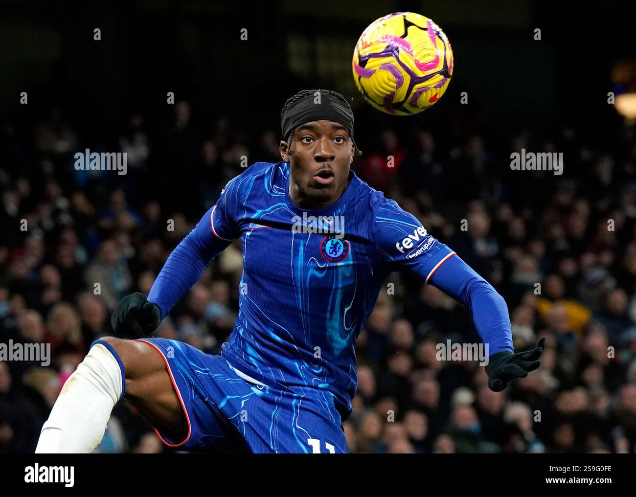 Manchester, Angleterre, 25 janvier 2025. Noni Madueke de Chelsea lors du match de premier League à l'Etihad Stadium, Manchester. Le crédit photo devrait se lire : Andrew Yates / Sportimage crédit : Sportimage Ltd / Alamy Live News Banque D'Images