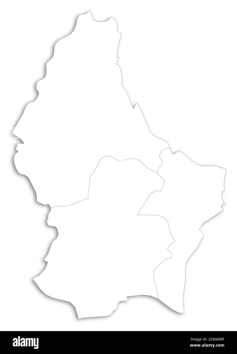 Carte du Luxembourg comme une zone blanche au-dessus de son ombre. Illustration de Vecteur