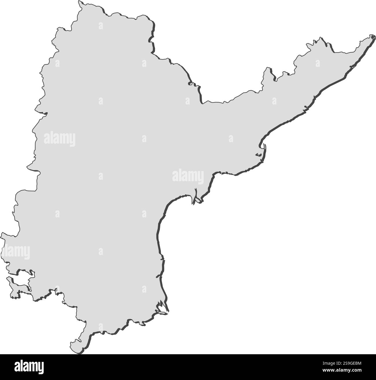 Carte de l'Andhra Pradesh, une province de l'Inde. Illustration de Vecteur
