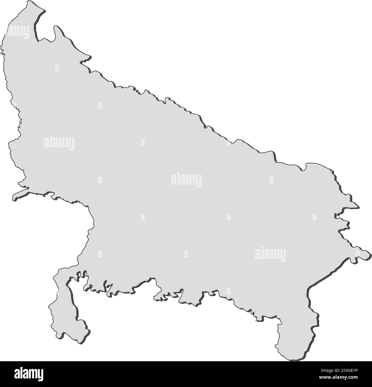 Carte de l'Uttar Pradesh, une province de l'Inde. Illustration de Vecteur