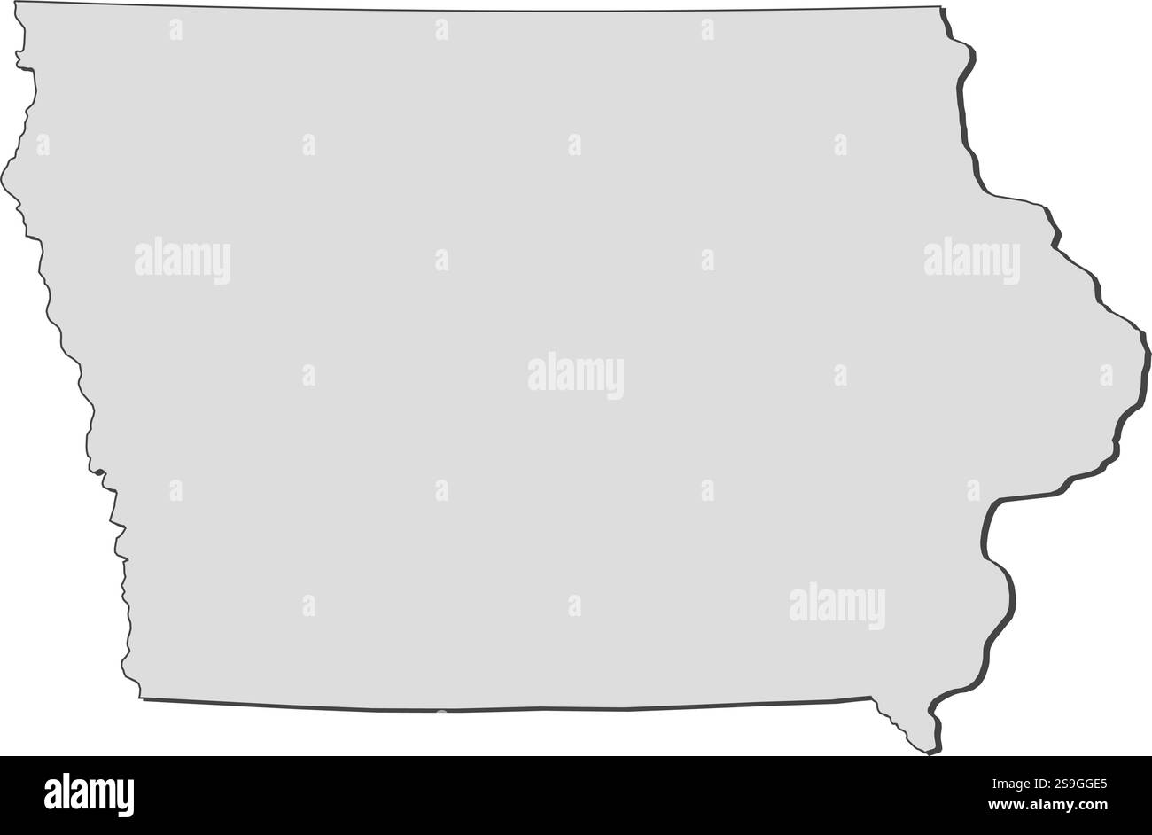 Carte de l'Iowa, une province des États-Unis. Illustration de Vecteur