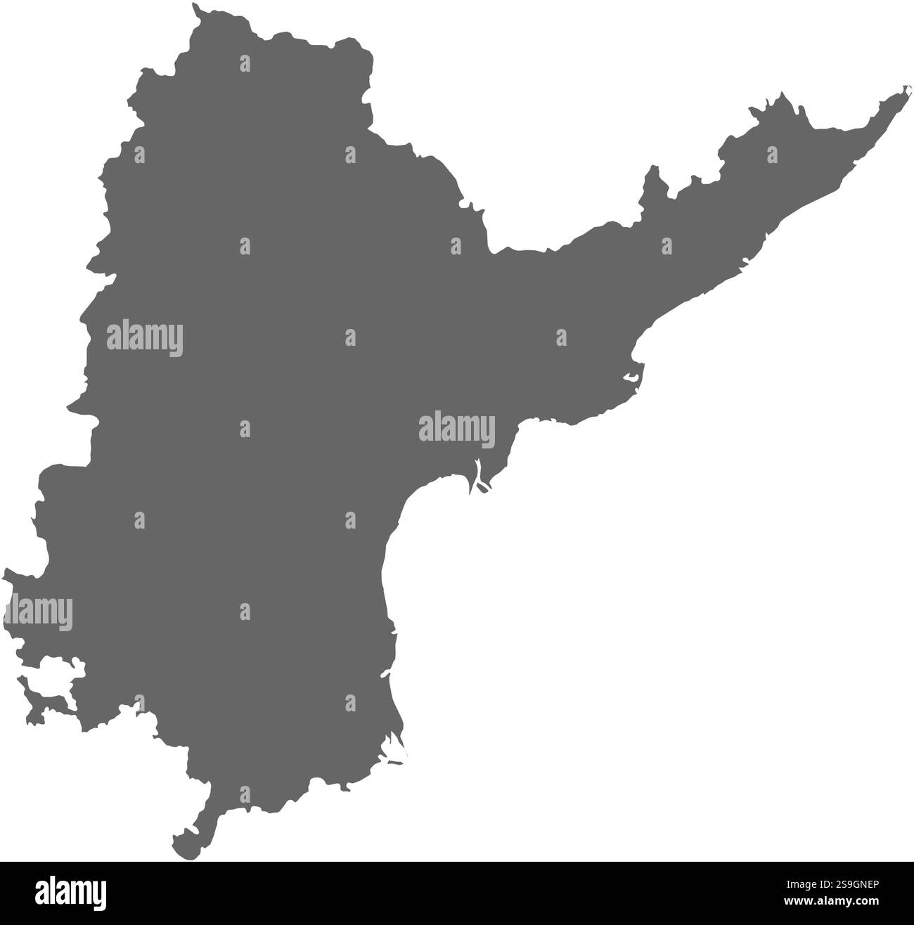 Carte de l'Andhra Pradesh, une province de l'Inde. Illustration de Vecteur