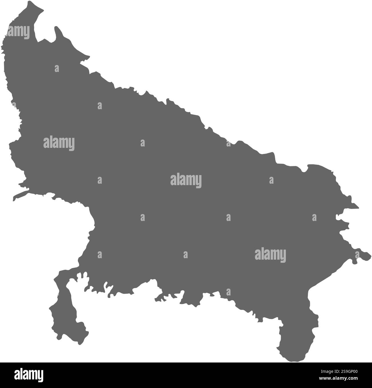 Carte de l'Uttar Pradesh, une province de l'Inde. Illustration de Vecteur