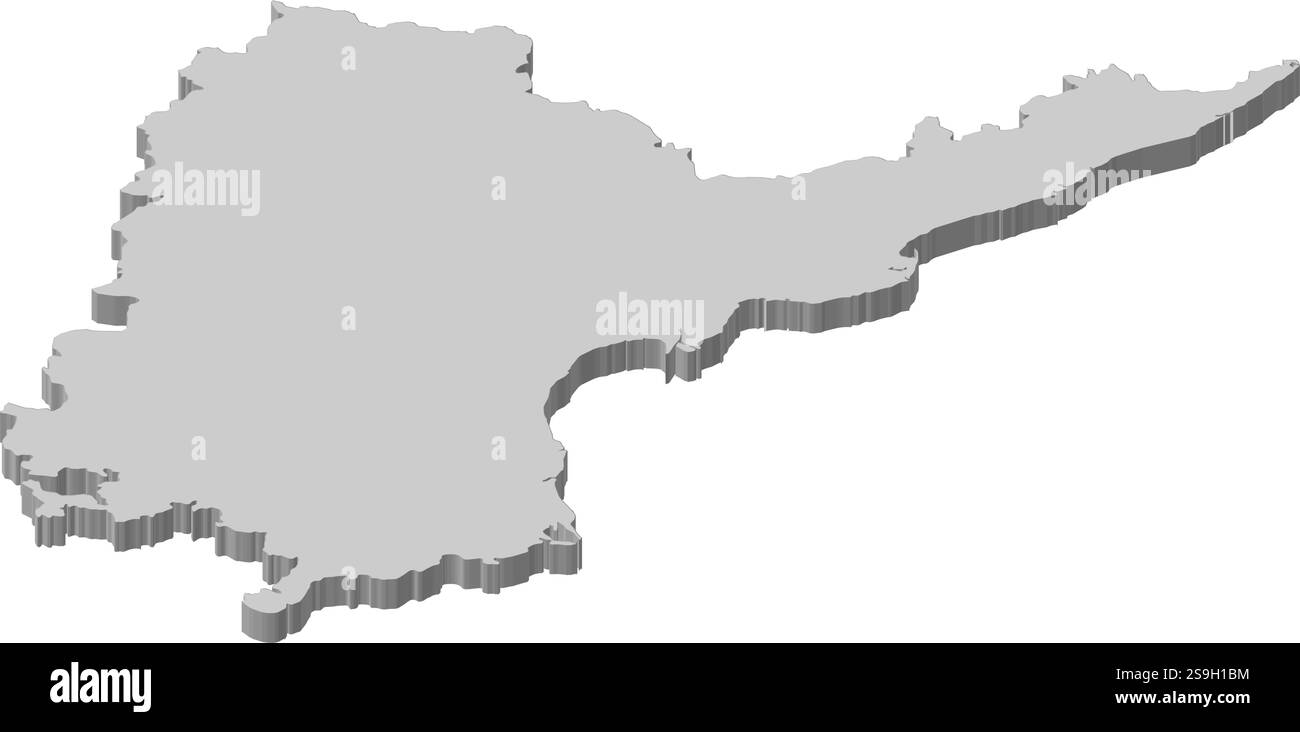 Carte de l'Andhra Pradesh, une province de l'Inde. Illustration de Vecteur